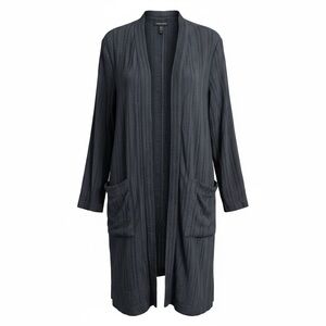 NWOT Eileen Fisher Textured Organic Linen Stripe Long Jacket Cardigan Size L